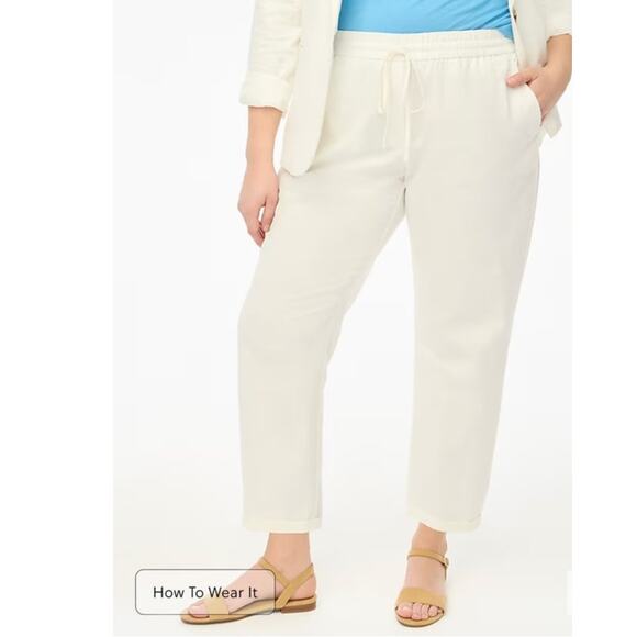 J.Crew Linen Cotton Blend Drawstring Pants in White Size 6 - Picture 6 of 14